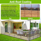 5 Panels No Dig Decorative Outdoor Garden Fence with Gate for Yard, 48 in(H) X 13.13 ft(L) Animal Barrier Fencing Rustproof Metal Wire Panel Border for Dog, Rabbits, and Patio Temporary Ground Stakes