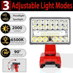 28W 2000LM Cordless LED Work Light for Milwaukee M18 18V Battery Portable Flood Lights for Outdoor Indoor Workshop Job Site, Floodlight & Spotlight Modes/Pivoting Head/USB Port(No Battery)