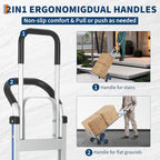 Heavy-Duty 2-in-1 Aluminum Stair Climbing Hand Truck – 600 lbs Capacity, Dual Handles, Extendable Base Plate, 6 Wheels, 2 Elastic Ropes – Versatile Trolley for Home, Warehouse, Shopping – Silver