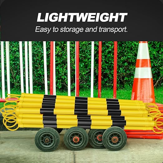 RoadHero 10 Pack 4 FT to 6.9 FT Retractable Cone Bar, Expandable Traffic Cone Bars for Parking Lots, Extendable Barricade for Road Construction, Black and Yellow, Cone Not Included