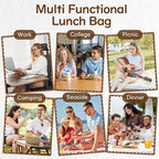 coowoz Lunch Box for Women Insulated Adult Lunch Tote Cooler Bag loncheras para mujer Lunchbox Lunchbag for Men Work Picnic Office Beach Black