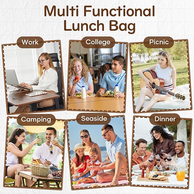 coowoz Lunch Box for Women Insulated Adult Lunch Tote Cooler Bag loncheras para mujer Lunchbox Lunchbag for Men Work Picnic Office Beach Black