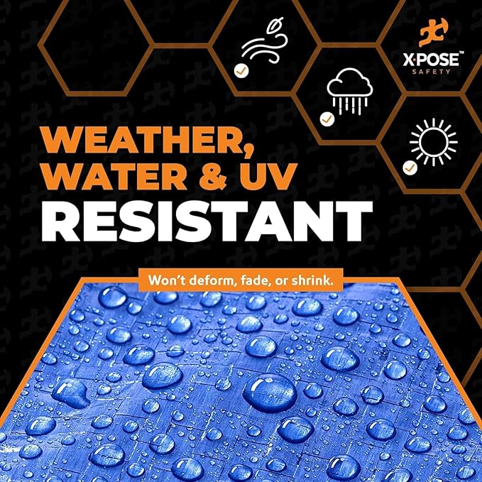 Better Blue Poly Tarp 6' x 8' - Bulk Half Pallet (840 Pack) Multipurpose Protective Cover - Lightweight, Durable, Waterproof, Weather Proof - 5 Mil Thick Polyethylene - by Xpose Safety