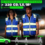 BeautyWill Custom Logo 10 Pockets Safety Vest Class2 ANSI Certified High Visibility Reflective Vest