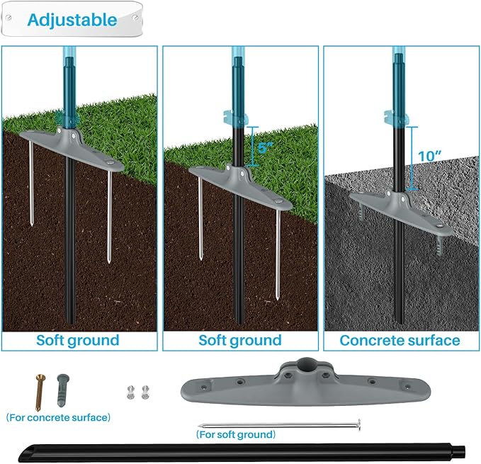 Patio 6' x 48' Outdoor Privacy Screen Freestanding Temporary Fence Panels Net Cover with Metal Poles for Outside Backyard Pool Garden Air Conditioner Fencing, Black