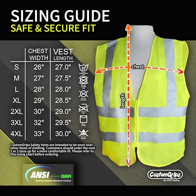 CustomGrips BY SISO SAFETY Vest with High Visibility Reflective Strip Work Vest
