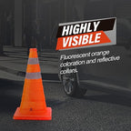 RoadHero 18 Inch 6 Pack Collapsible Traffic Safety Cones, Multi Purpose Pop-up Cones with Reflective Collar for Road Safety, Orange Cones for Driving Training, Parking Lots