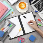 6 Sides Whiteboard Notebook Portable Whiteboard Dry Erase Notebook Portable Dry Erase Board Double Sided Folding Whiteboards White Board for Office Study Meeting(Black,A5: 6"×9”)