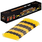 Retractable Barrier for Safety Traffic Cones - 2" OD - Large Yellow and Black Bar Barricade - for Road Construction, Parking, Warning, Temporary Security Divider (80, Yellow & Black, 53" x 84")