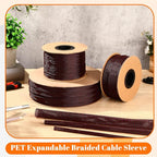 Pangda 1inchx300ft Wire Loom Pet Expandable Braided Sleeving Braided Sleeve for Tv, Computer, Home Theater(Black Red)