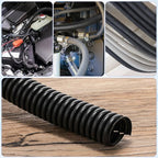 Sasylvia Split Wire Loom Cord Protector Tubing Split Conduit Protector Tubing Convoluted Tube Flexible Electrical Wire Cover Protective Sleeves(1/4" X 150 ft,Black)