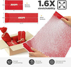 Honeycomb Packing Paper, 12"x300' Red | Perforated Honeycomb Packing Paper Recyclable Moving Supplies for Shipping & Moving | Plastic-Free Alternative to Bubble Cushion Wrap with 36 Fragile Stickers