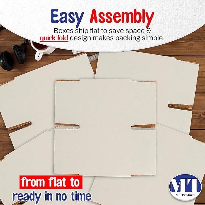 MT Products Sturdy White Corrugated Cardboard Shipping Boxes 6" x 6" x 6" - Small Mailing/Moving Boxes for Transport - Pack of 10