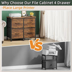 4 Drawer Lateral File Cabinet, Mobile Filing Cabinet for Large Printer, Home Office Functional Small Office Storage Cabinet & Printer Stand, Fits Letter/A4, 30.4'', Rustic Brown