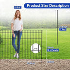INJOPEXI Garden Fence 6 Panels 11.8ft (L)×30in (H) Decorative Garden Fences with 6 Panels Rustproof Wire No Dig Metal Garden Fence Animal Barrier Fencing for Yard Outdoor Patio - Without Fence Gate