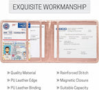 CANOPUS Car Registration and Insurance Holder, PU Leather Card Holder, Vehicle Glove Box Organizer for Auto, SUV, Truck and Motorcycle, Rose Gold