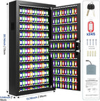 254 Keys Digital Key Lock Box Wall Mount with Code, Heavy Duty Anti-Theft Key Lock Box with Side Drop Slot and Colorful Key Tags for Car Garage House Rental Office