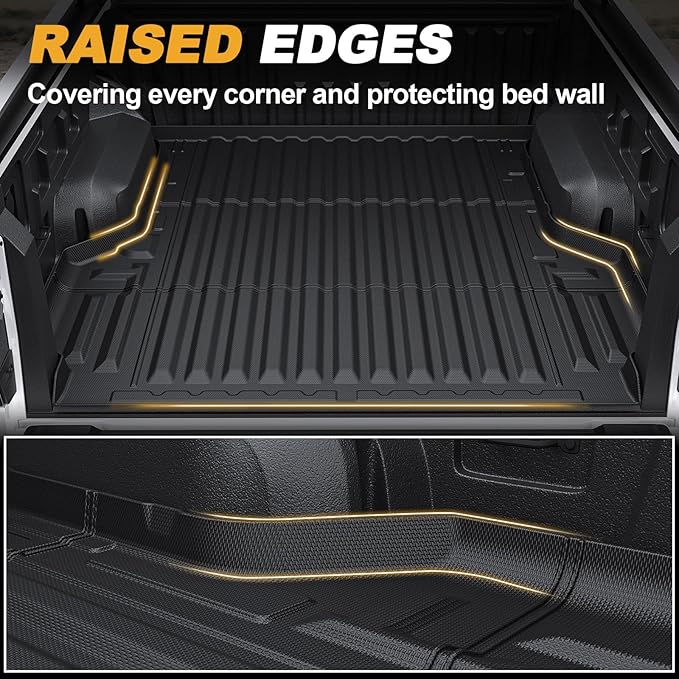 Truck Bed Mat for Ford Ranger 2025 2024, All Weather Truck Bed Liner for 2025 Ford Ranger Accessories, 5FT 59.6'' TPE Cargo Liner Truck Mat