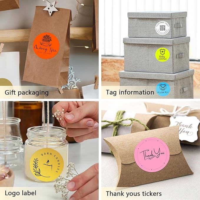 3 X 3 Inch Round Thermal Labels Circle Color Coding Labels Printable Waterproof 500PCS Round Stickers Adhesive Writable for Office, Home, Garage, DIY Sticker, Name Tag,Gold