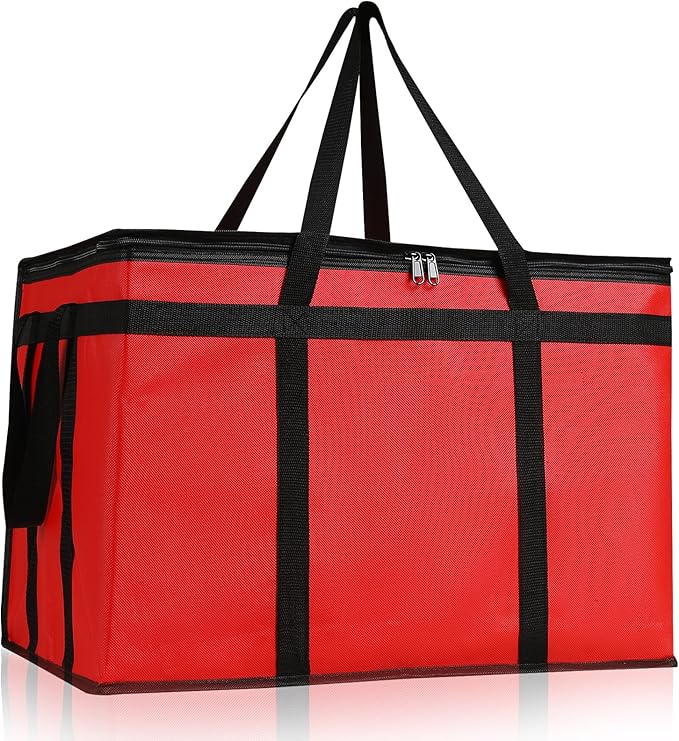 Insulated Bags for Food Delivery, XXXL Pizza Delivery Bags for Hot and Cold Food, Large Capacity Reusable Cooler Bag Keep Food Warm for Grocery Shopping and Catering, Doordash, Travel