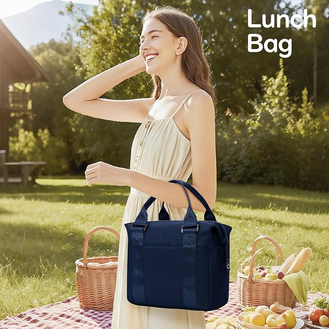 coowoz Lunch Box for Women Insulated Adult Lunch Tote Cooler Bag loncheras para mujer Lunchbox Lunchbag for Men Work Picnic Office Beach Sapphire Blue