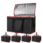Bodaon 5-Pack Cooler Insulated Food Delivery Bag, Rideshare Delivery Bag, XXX-Large Thermal Bags for Catering/Hot Pizza, Travel/Camping Essentials/Picnic/Grocery Reusable Warmer Frozen, Black-Red Edge