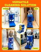 PYY Janitorial Cart - 3-Shelf & 2 Bins Cleaning Carts On Wheels, Smooth Swivel Caster, 65L Collection Bag, 300LBS Load Capacity, Sturdy Cleaning Cart for Housekeeping, Janatorial Cleaning (Blue)