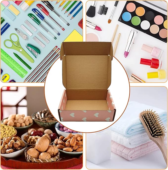 Green Recyclable Cardboard Small Gift Mailer Boxes for Shipping Packaging Craft Mother's Day Gifts Giving Products (Pink, 7.2 x 5.2 x 2 Inch)