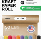 Brown Paper Roll 24" x 1200" (100 feet) - USA-Made Thick Kraft Paper Roll 50lb Thickness for Packing, Moving, Shipping & Crafts/Arts - 100% Recycled Natural Craft Wrapping Material by IDL Packaging