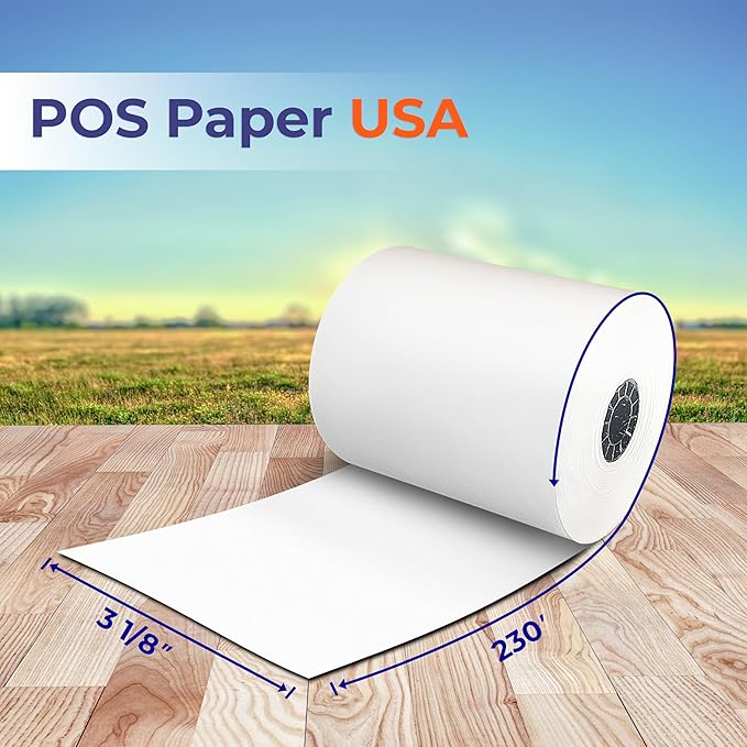 3 1/8" x 230' Thermal Receipt Paper (50 Rolls/Case) - BPA Free