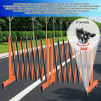 1 Set 16.8FT Industrial Metal Expandable Barricade，Retractable Traffic Fence with Casters, 270° Folding Security Gate, Portable Barricade Gate for Construction Area, Traffic Control, Cordon