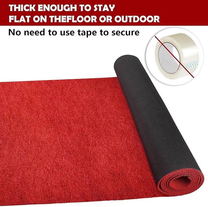 450 GSM Extra Thick Waterproof Red Carpet Runner for Events Decorations, 3X15 Ft Not Slip Red Runner Aisle Runway Rug for Wedding, Party, Banquet, Activity Entrance and Special Events Decorations