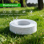 Outdoor Extension Cord 50ft, White Waterproof Extension Cord 16 Gauge 2 Prong Power Cable, 50ft Heavy Duty Power Cord for Yard, Garden,Lights(13A 125V)