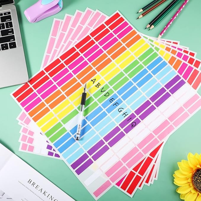 Tallew 2800Pieces 10 Color Coding Labels Rectangle Colored Stickers Assorted Removable Stickers for Classrooms Offices Labeling Marking(0.5" X 1.77")