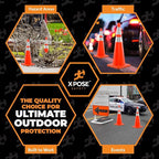 Xpose Safety 36 Inch Orange Traffic Cones Heavy Duty 12lb with 6" & 4" Collars, 4 Pack - Multipurpose PVC Plastic Safety Cone for Parking, Soccer, Caution, Kids and Construction - DOT Approved