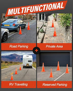 RoadHero 28 Inch 1 Pack Collapsible Traffic Safety Cones, Multi Purpose Pop-up Cones with Reflective Collar for Road Safety, Orange Cones for Driving Training, Parking Lots