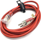 15 ft - 14 Gauge Extension Cord Outdoor - Made in USA - Lighted on Both Ends - Red Outdoor Extension_Cord Waterproof by Anthem Cable - Heavy Duty ExtensionCord 15 ft 15 Amp Extension