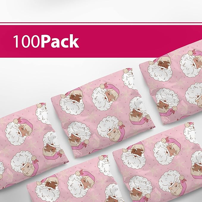 Christmas 6x9 Poly Mailers – Christmas Santas – Waterproof, Tear-Resistant Shipping Bags with Adhesive Seal – 100 Pack – Package Mint