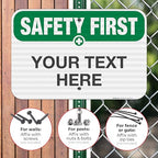 Custom Safety First Sign, OSHA Sign, 12x18 Inches, 3M EGP Reflective .063 Aluminum, Fade Resistant, Indoor/Outdoor Use, Made in USA