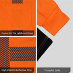 FONIRRA Safety Shirts for Men High Visibility Reflective ANSI Class 2 Hi Vis Construction Work T Shirts Long Sleeve