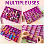 Juexica 2 Pcs Large 48 Grids Plastic Storage Bead Organizer Box, Tackle Box, Compartment Organizer Container with Adjustable Dividers for Jewelry Art Crafts Toys Screw Small Parts(Purple)