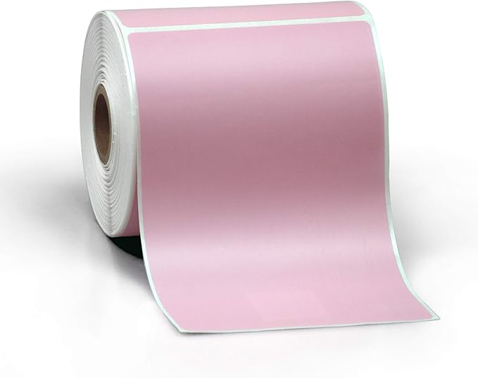 4" X 6" Direct Thermal Perforated Stickers Labels for Shipping Labels, Inventory, and Color Coding - Compatible with Zebra, Rollo, Godex and More (Pink, 12 Rolls)