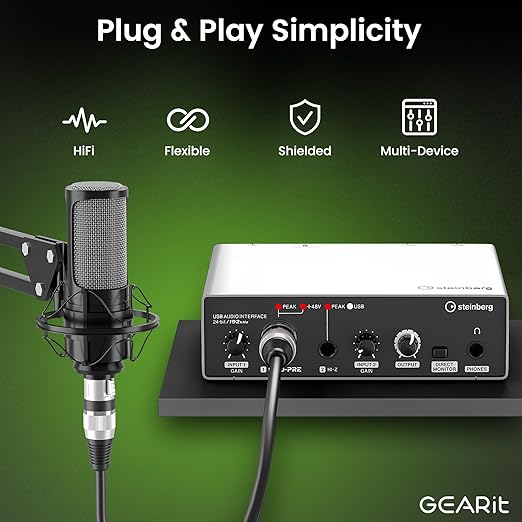 GEARit XLR Male to Female Microphone Cable (15 Feet, 2-Pack) 3-Pin Balanced Shielded Mixer, Recording Studio, Podcast - Black