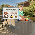 30 Gallon Waterproof Deck Boxes for Outdoor - Compact Resin Patio Storage Boxes, Pool Storage Bin with Lock for Cushions & Tools, UV-Resistant, Slate Grey