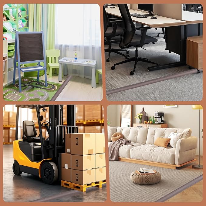 Floor Cord Cover for Wires on Floor Self Adhesive Cord Hider Floor Cable Management Wire Covers for Cords Protector Prevent Cable Trips Cord Cavity W 0.51" x H 0.31", Grayish Brown Wood, 10Ft