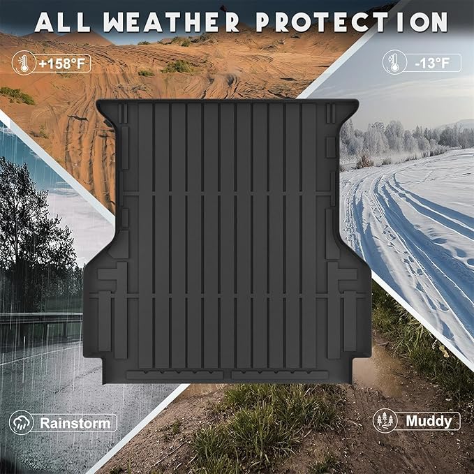 KARPAL Truck Bed Mat for Ford Ranger 2024 2025 2026 (5FT, 59.6" Bed), All Weather TPE Truck Bed Liner Cargo Trunk Accessories for Ranger