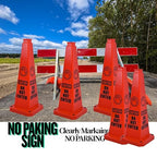 BESEA Caution Cone 3 Pack, 28" Caution Cone with Weighted Base, Red 4-Sided “Cantion Do NOT Enter ” Warning Cone for Creation Area Driveways, Business Parking Lots, Garages, Indoor/Outdoor