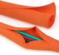 Split Braided Cable Sleeve，Flexible Wire Loom Tubing, Automotive Cord Protector Pet Proof, Cable Management for Computer TV Electric Wires Harness 16ft (Orange, 19mm（3/4")