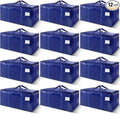 12 Pack Extra Heavy Duty Large Moving Bags with Strong Zipper & Carrying Handles, Sturdy Clothes Storage Bags Totes Bins, Packing Bag Move Boxes College Moving Supplies, Dark Blue - 24 gal