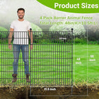 4 Panels No Dig Decorative Outdoor Garden Fence for Yard, 48 in(H) X 10.5 ft(L) Animal Barrier Fencing Rustproof Metal Wire Panel Border for Dog, Rabbits, and Patio Temporary Ground Stakes